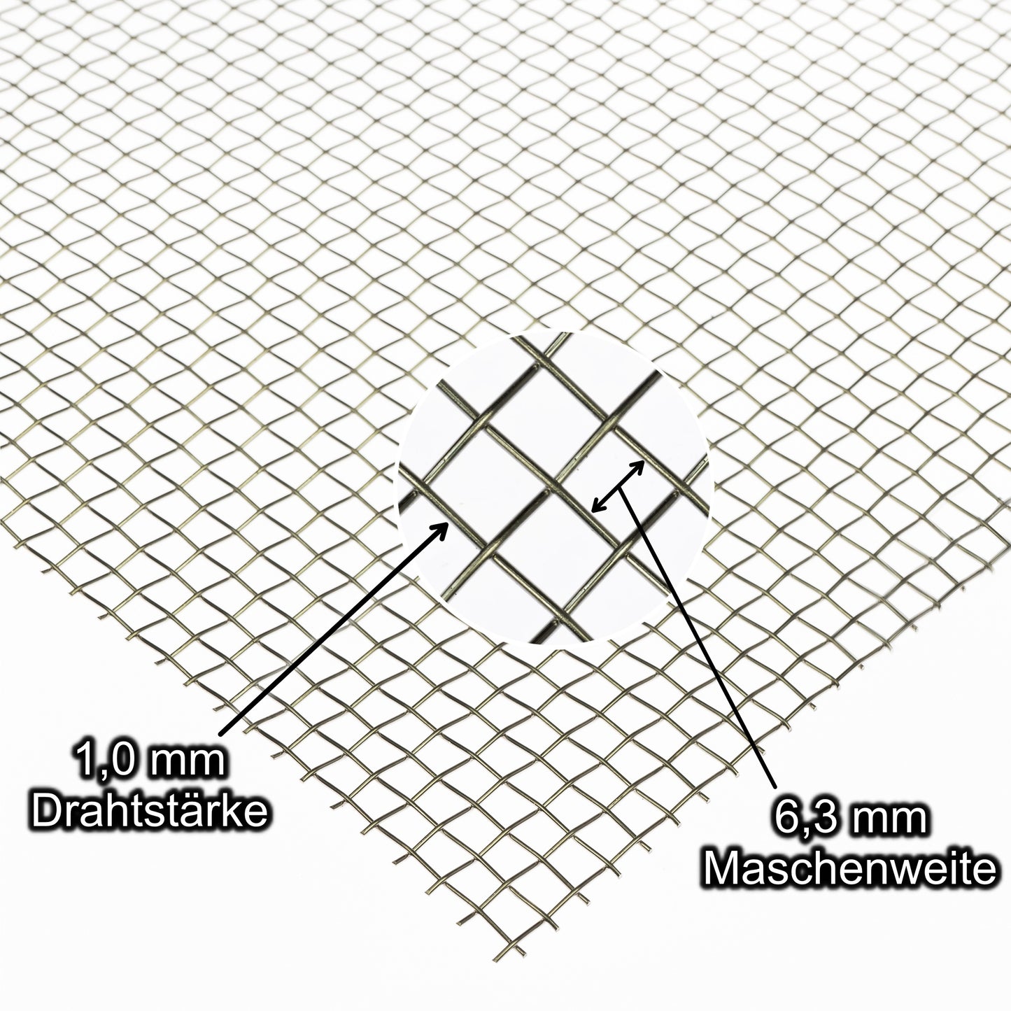 Edelstahl Blank Drahtgewebe MW6,3x6,3 t=1,0mm