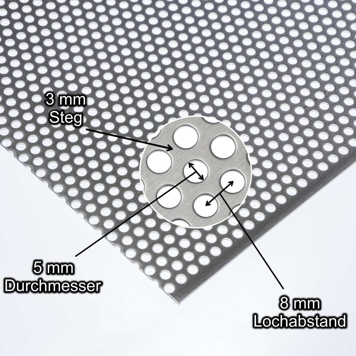 Lochblech Edelstahl K240 RV5-8 t=1,5mm