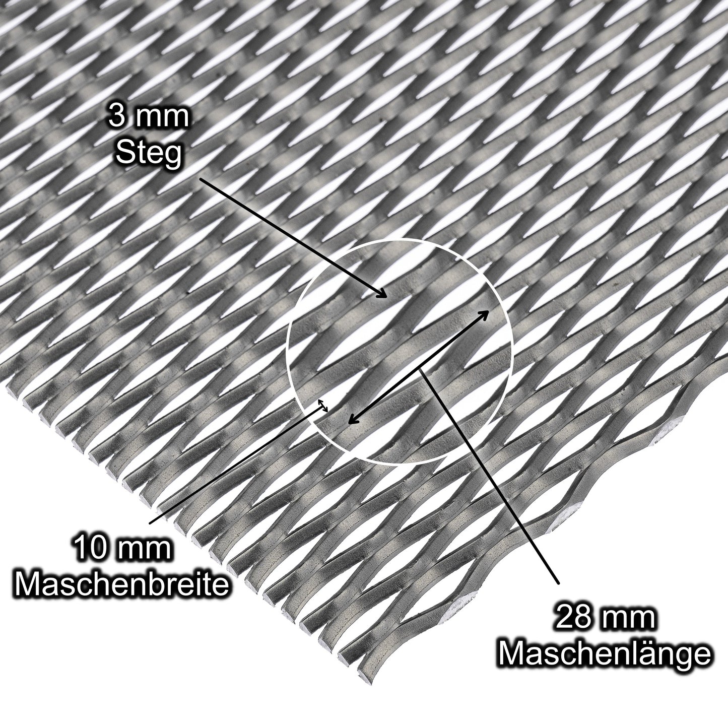 Streckgitter Stahl MW28x10x3 t=2mm