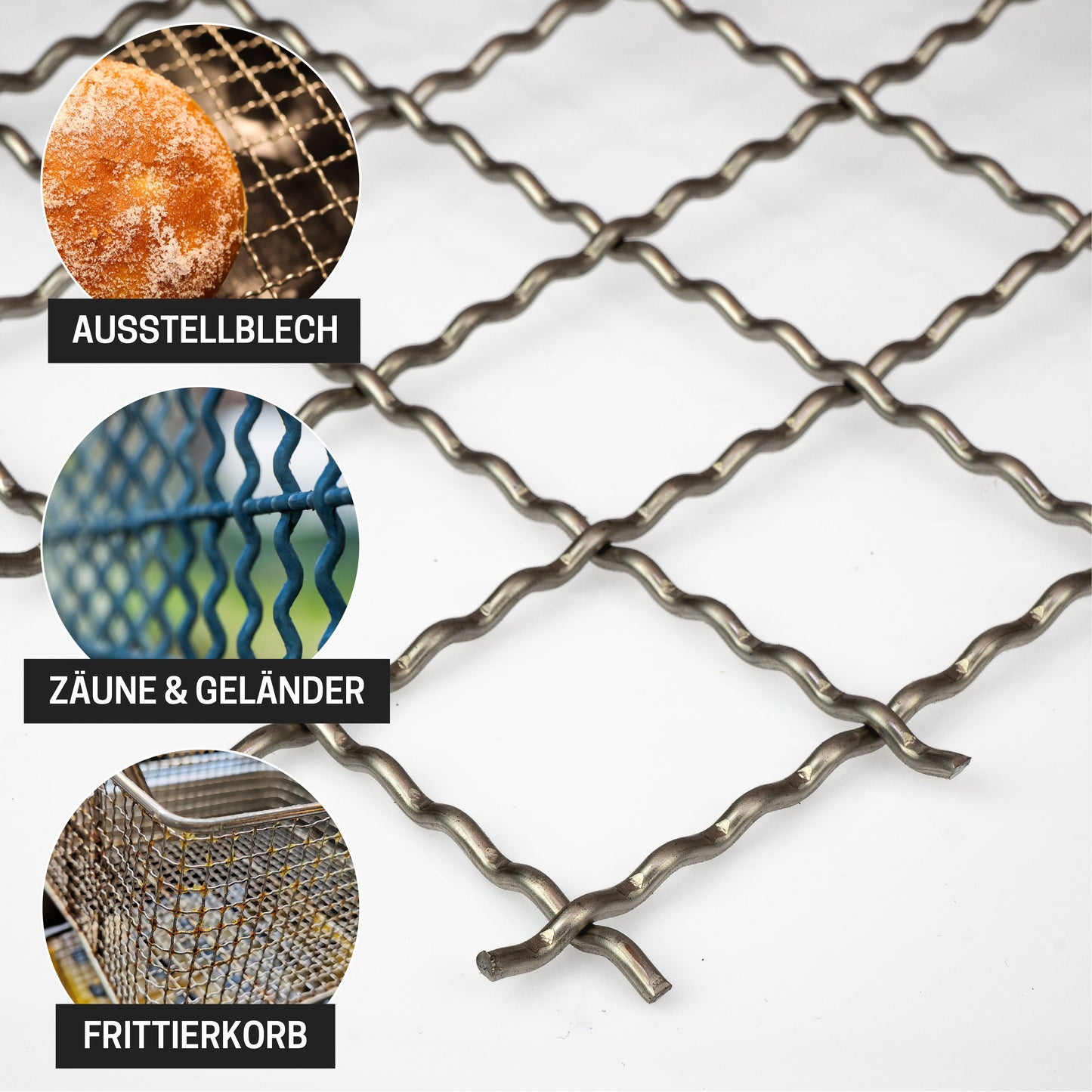 Wellengitter Edelstahl 1.4301 Blank MW50x50 t=4mm