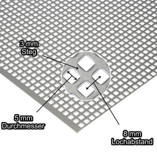 Aluminium Lochblech Platte 2000 x 1000 mm - Eloxiert