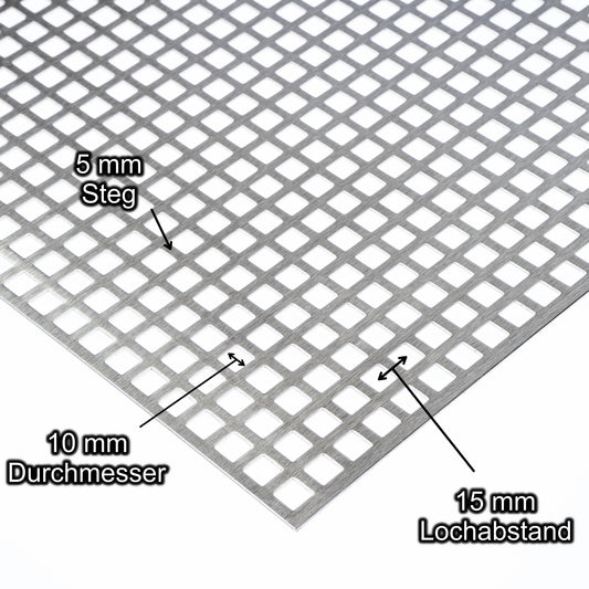 Edelstahl Lochblech Platte 2000 x 1000 mm - Geschliffen