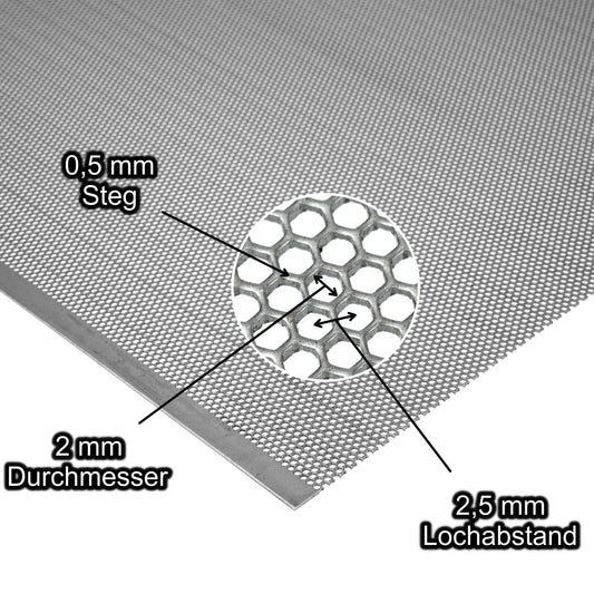 Stahl Lochblech Platte 2000 x 1000 mm - Roh