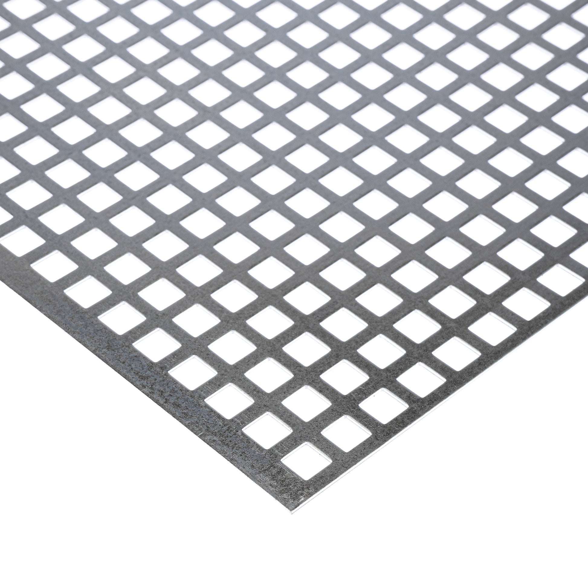 Stahl verzinkt Lochblech QG10-15 in 2 mm Stärke – Quadratlochung in geraden Reihen
