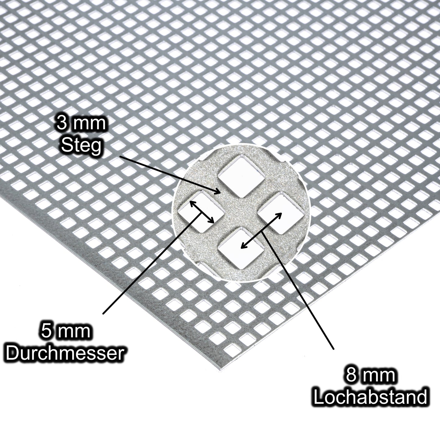 Stahl Lochblech Platte 2000 x 1000 mm - Verzinkt