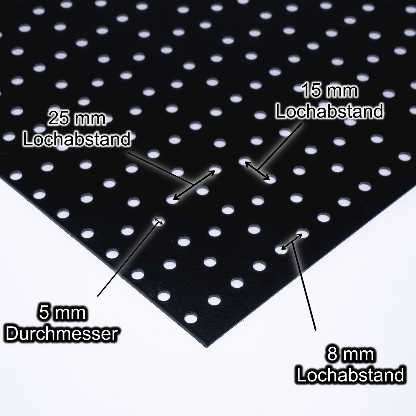 Stahl verzinkt Lochblech mit Lochdurchmesser 5 mm - Lochabstand 8-15-25 mm - Stärke 1,5 mm
