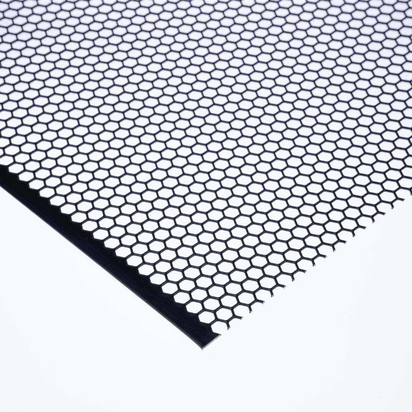 Stahl schwarz Lochblech HV6-6,7 in 1,5 mm Stärke – Hexagonale Löcher