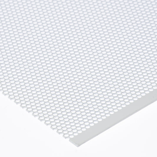 Stahl weiss Lochblech HV2-2,5 in 1 mm Stärke – Hexagonale Löcher