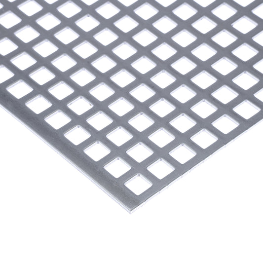 Stahl blank Lochblech QG10-15 in 2 mm Stärke – Quadratlochung in geraden Reihen