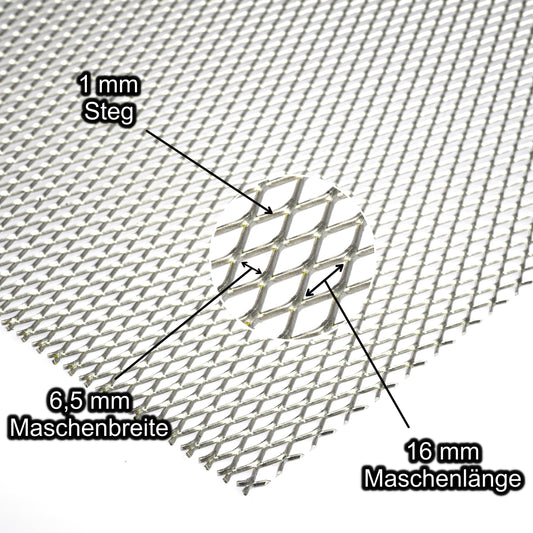 Aluminium Streckmetall Platte 2000 x 1000 mm - Roh