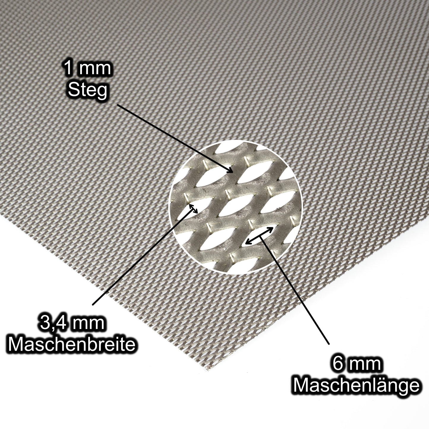 Edelstahl Streckmetall Platte 2000 x 1000 mm - Roh