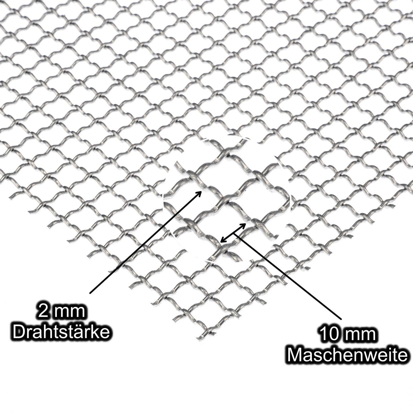 Aluminium blank Wellengitter mit Maschenweite 10 mm - Drahtstärke 2 mm