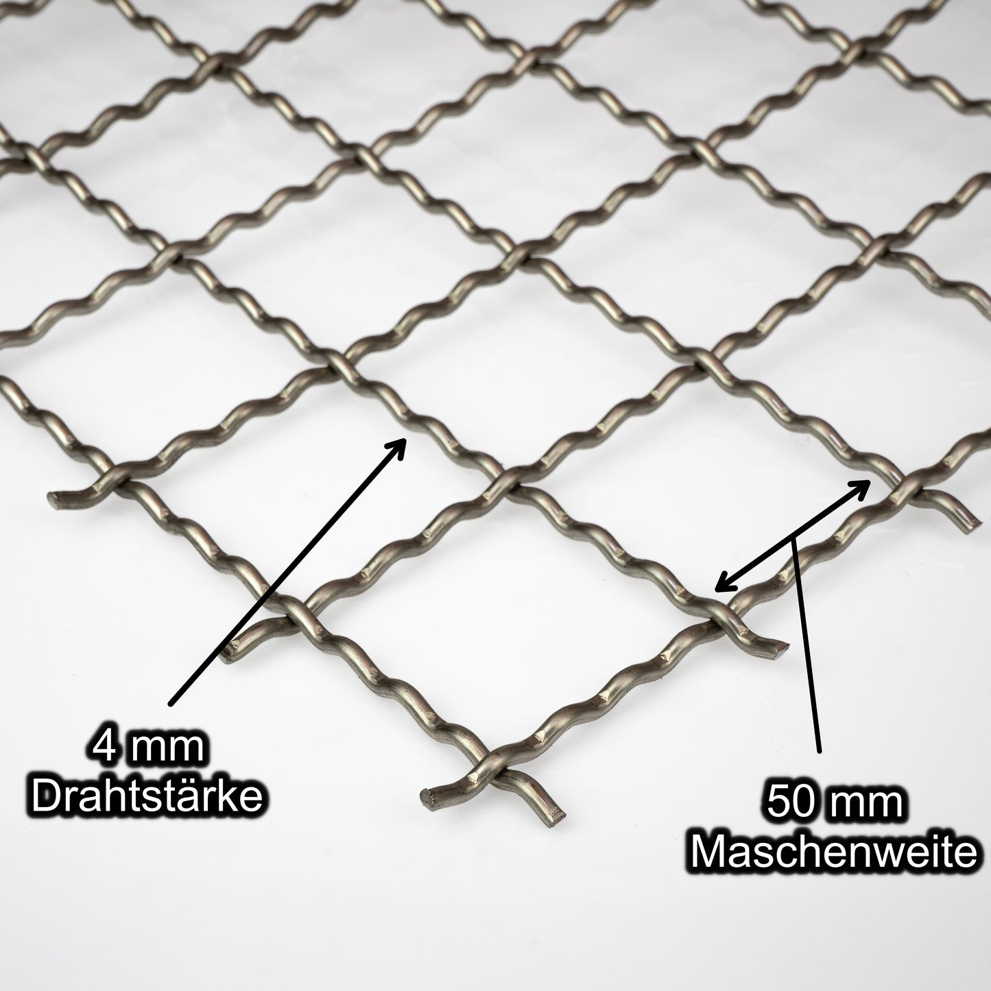 Edelstahl Wellengitter mit Maschenweite 50 mm - Drahtstärke 4 mm