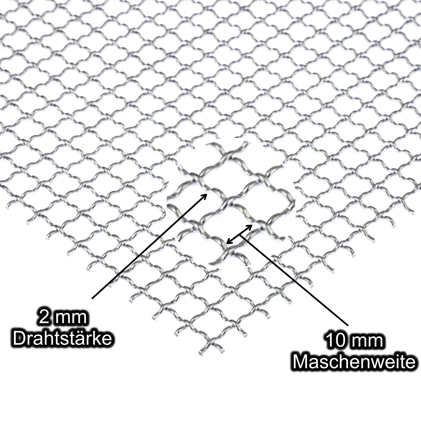 Stahl verzinkt Wellengitter mit Maschenweite 10 mm - Drahtstärke 2 mm