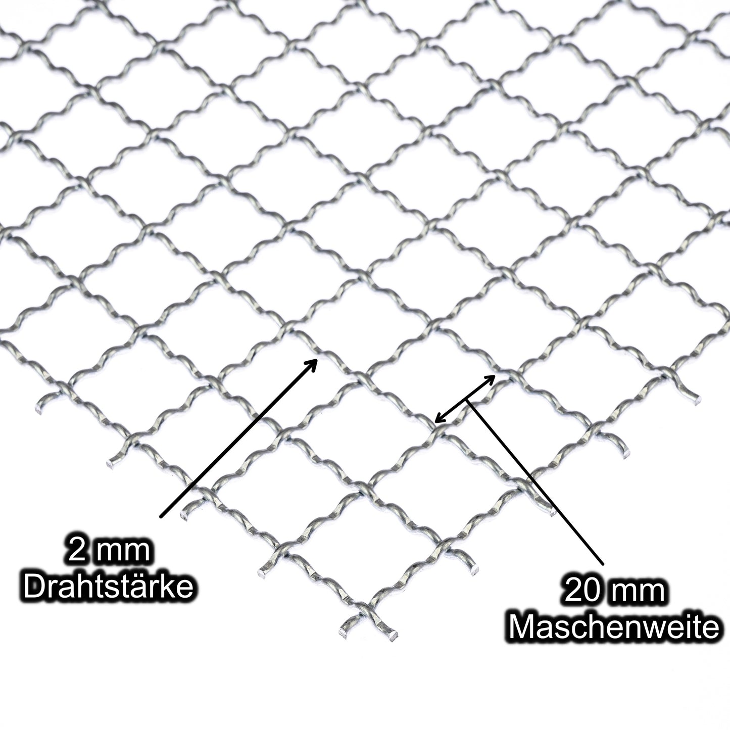 Stahl verzinkt Wellengitter mit Maschenweite 20 mm - Drahtstärke 2 mm