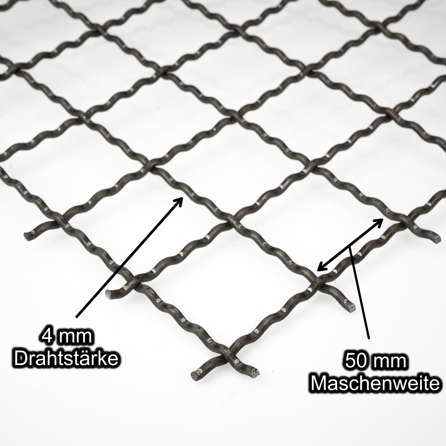 Stahl Wellengitter mit Maschenweite 50 mm - Drahtstärke 4 mm