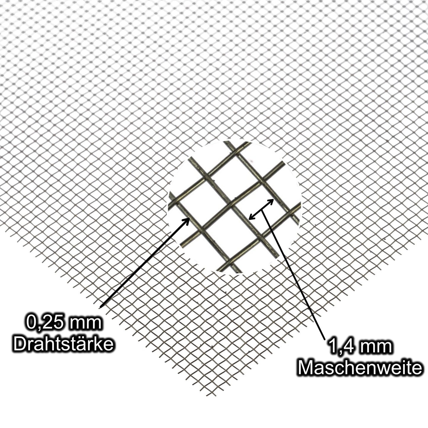 Drahtgewebe Edelstahl 1.4301 Blank MW1,4x1,4 t=0,25mm