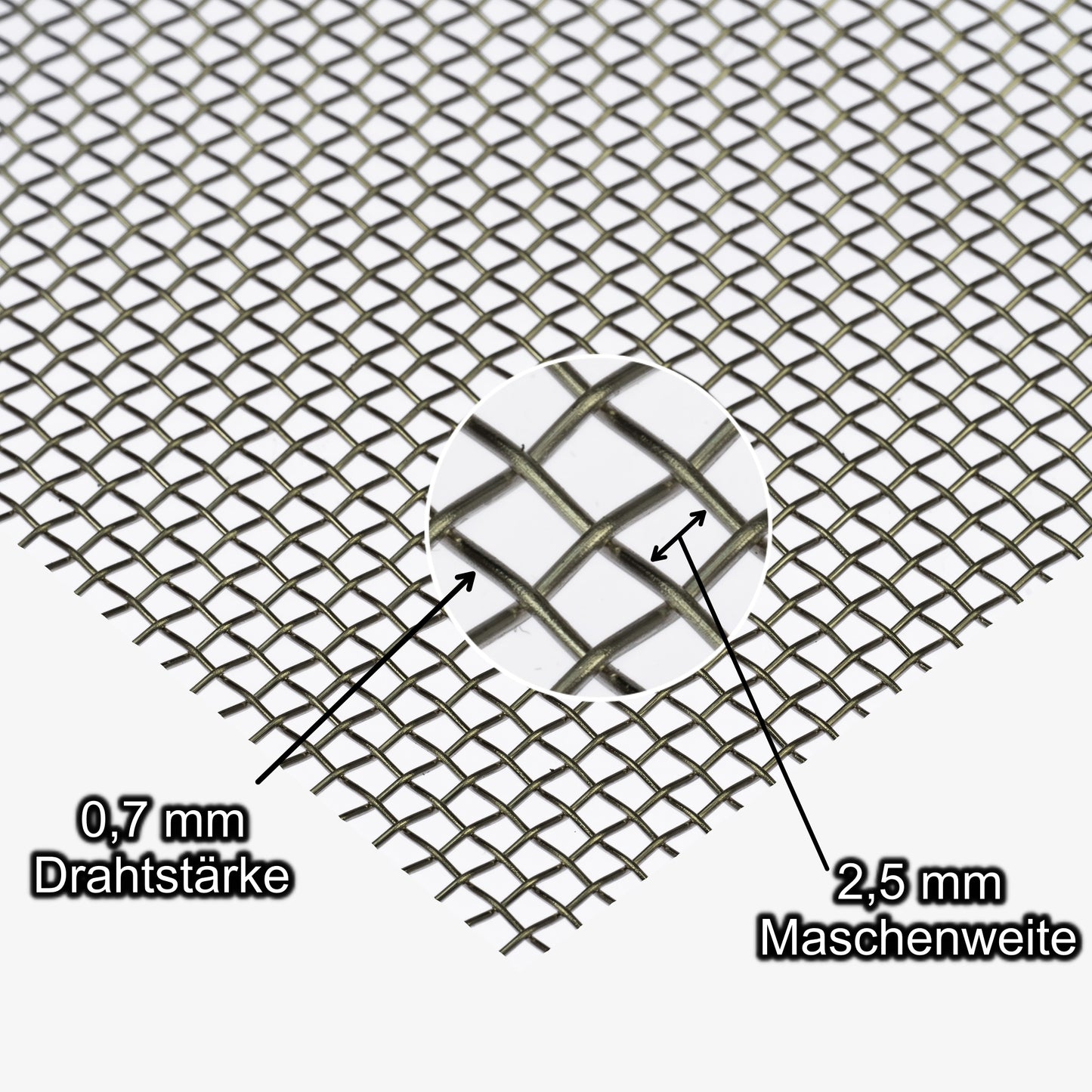Edelstahl Blank Drahtgewebe MW2,5x2,5 t=0,7mm
