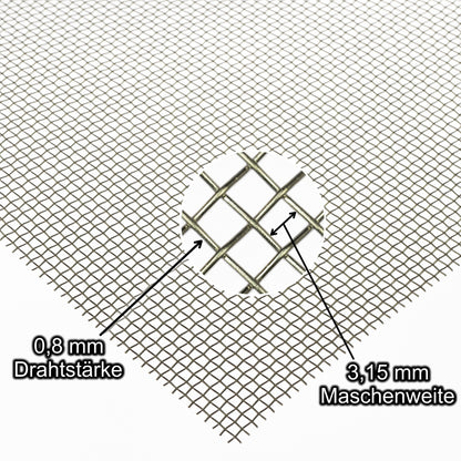 Edelstahl Blank Drahtgewebe MW3,15x3,15 t=0,8mm