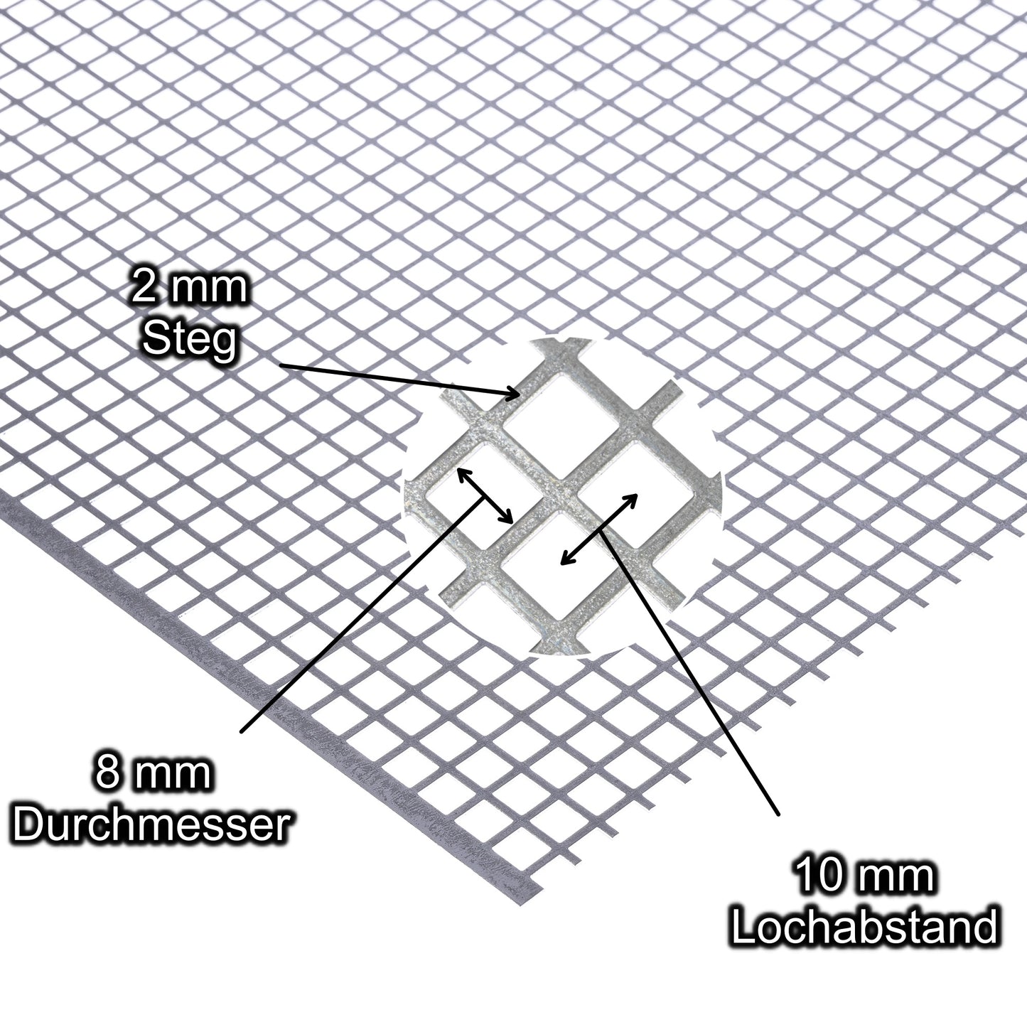 Lochblech Stahl Verzinkt Lochblech QG 8-10 t=1mm