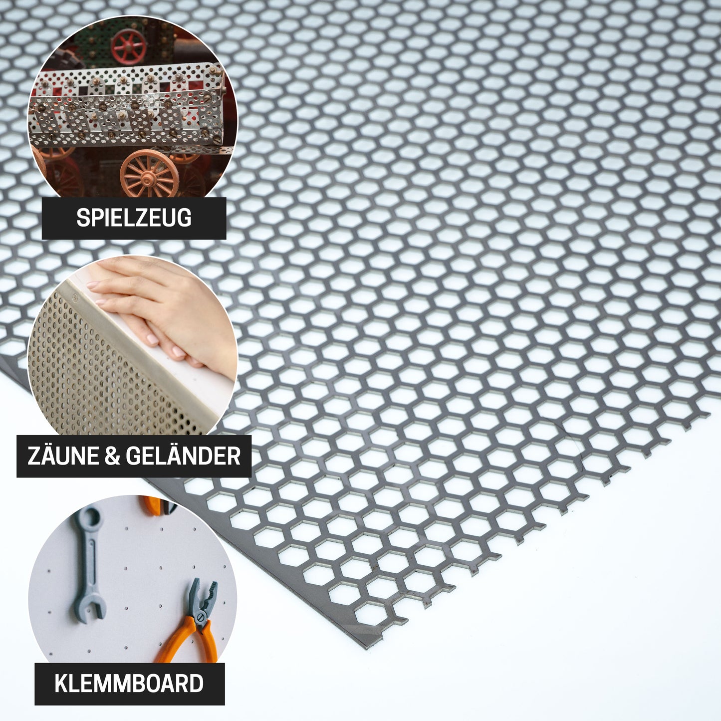 Lochblech Edelstahl Hexagonal HV7-9 t=1,0mm