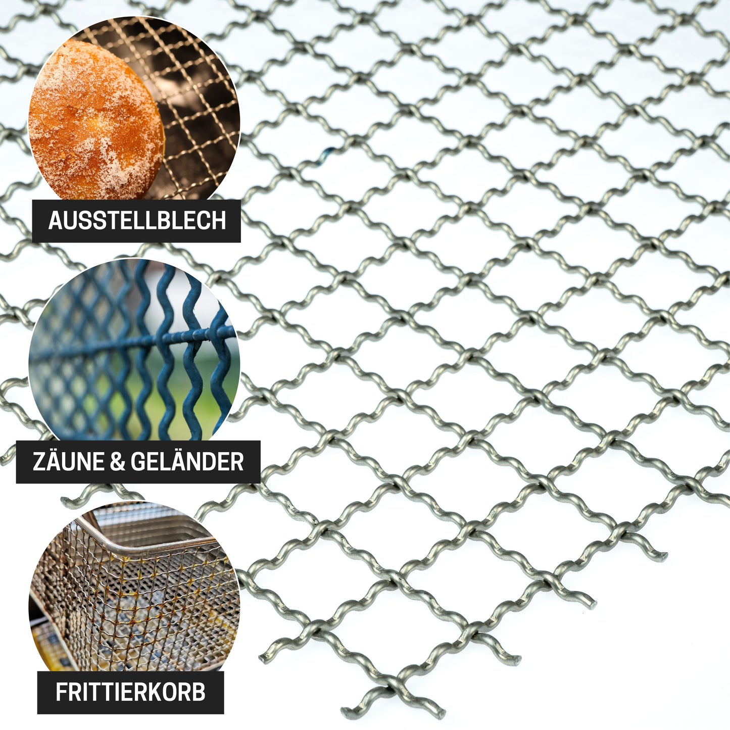 Wellengitter Edelstahl 1.4301 Blank MW20x20 t=2,5mm