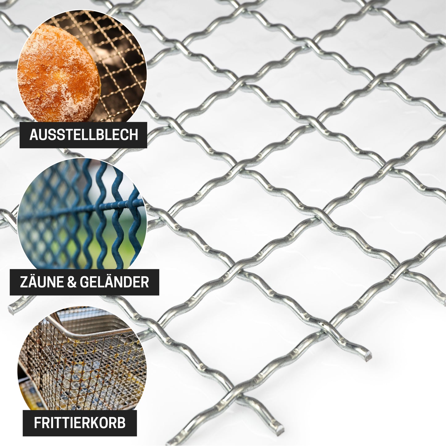Wellengitter Edelstahl 1.4301 Blank MW40x40 t=4mm