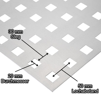 Aluminium Lochblech Platte 2000 x 1000 mm - Roh