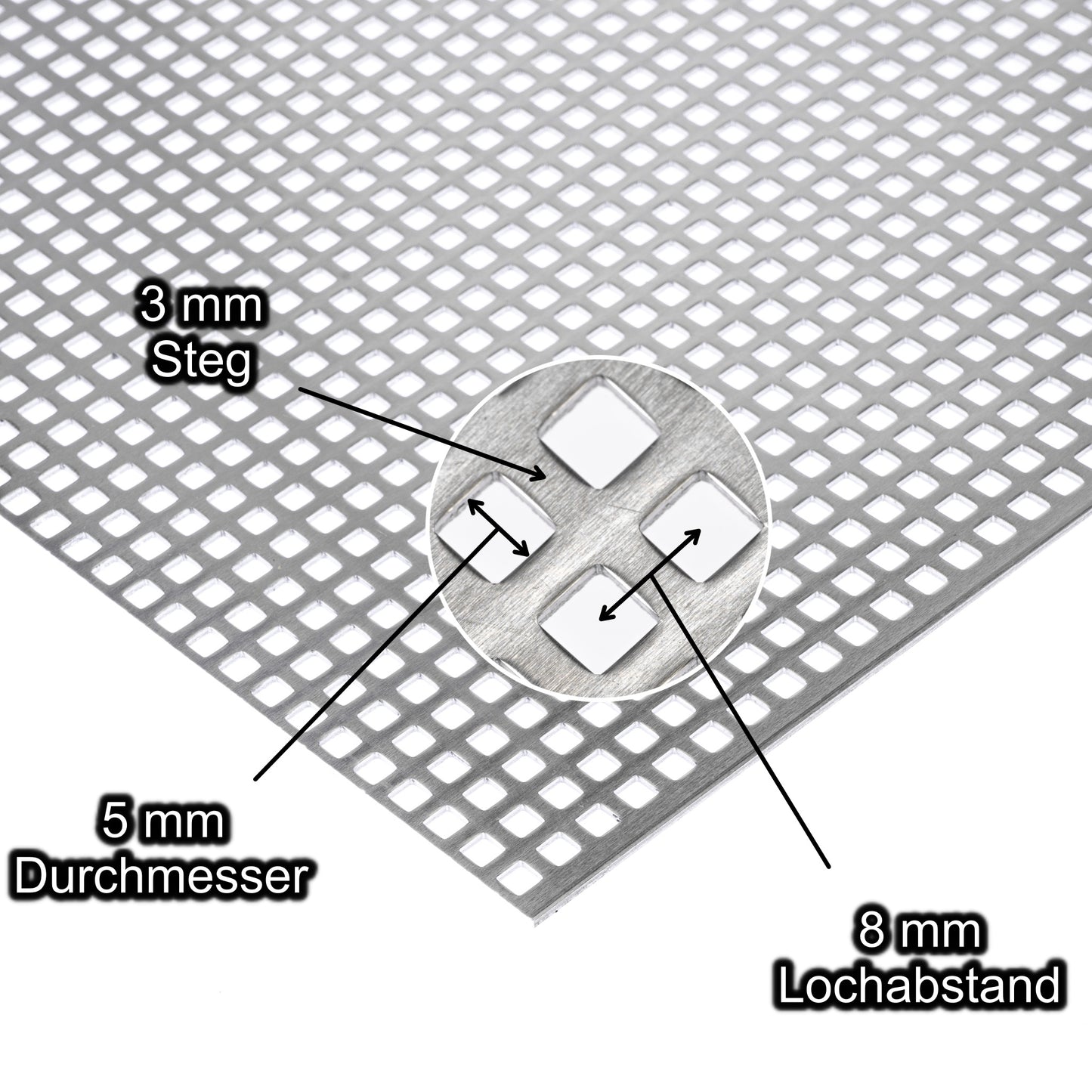 Aluminium Lochblech Platte 2000 x 1000 mm - Roh