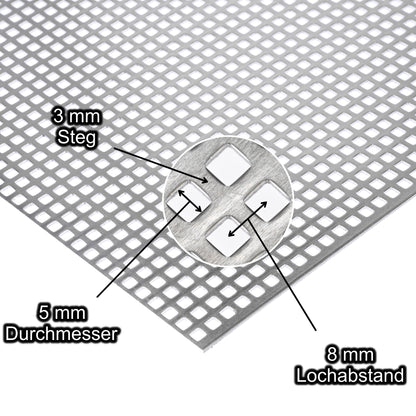 Aluminium Lochblech Platte 2000 x 1000 mm - Roh