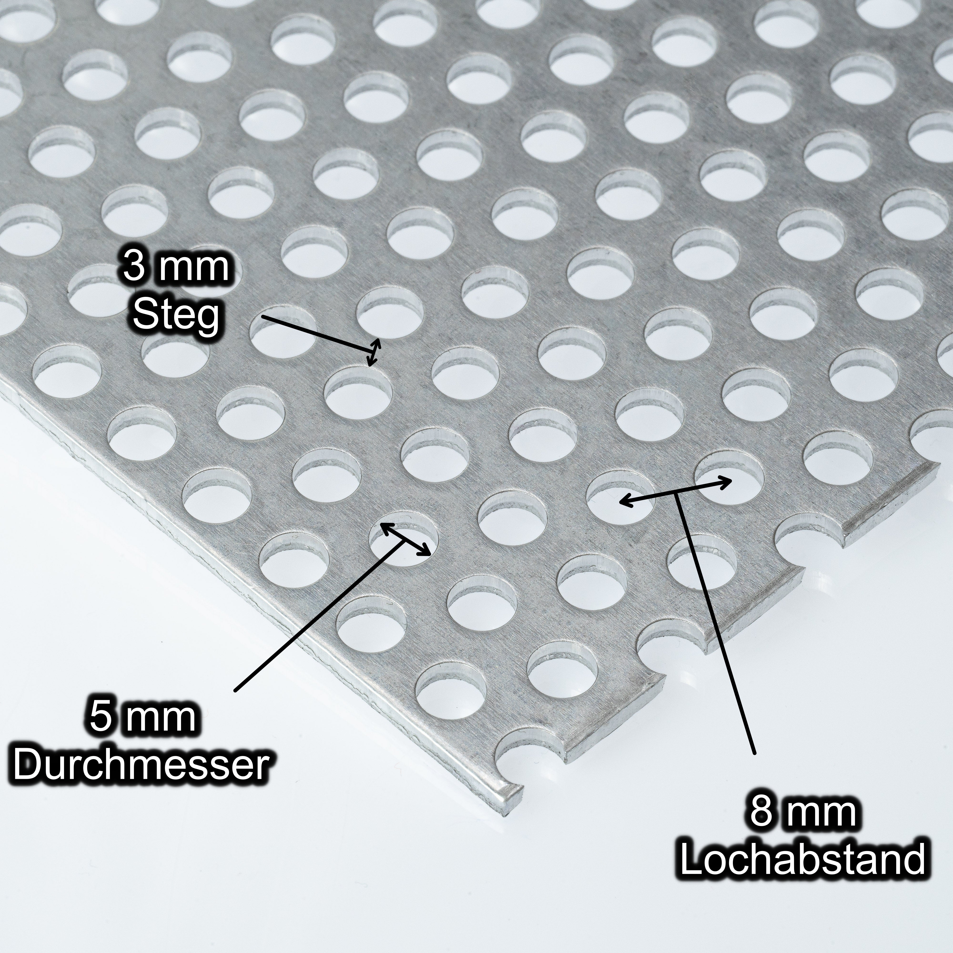Lochblech Rv5-8 Alu-Lochblech 2 Mm, Rv5-8, Länge 1000 Mm, Breite 40–950 Mm, Mill-finish, Al99,5%, Für Bau, Garten, Fassaden, Zäune Und Mehr Lochblech Rv5-8 Alu-Lochblech 2 Mm, Rv5-8, Länge 1000 Mm, Breite 40–950 Mm, Mill-finish, Al99,5%, Für Bau, Garten, Fassaden, Zäune Und Mehr