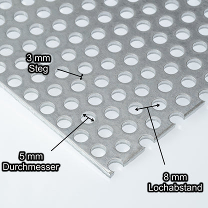 Aluminium Lochblech Platte 2000 x 1000 mm - Roh