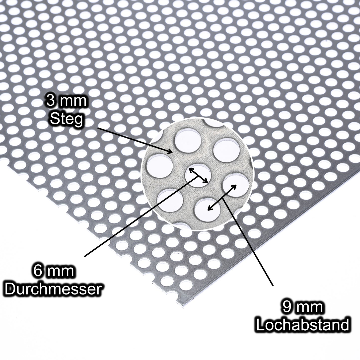 Aluminium Lochblech Platte 2000 x 1000 mm - Roh