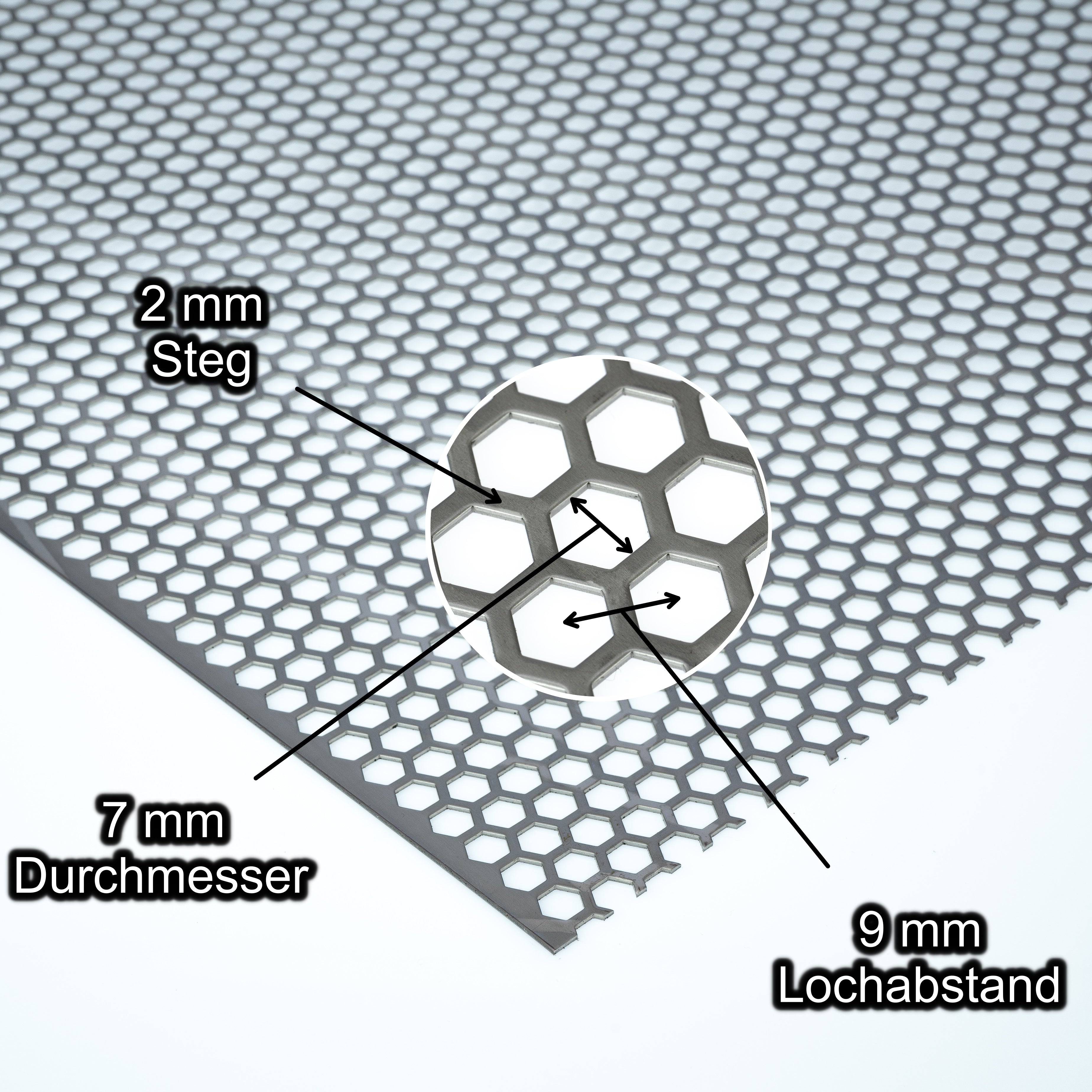Lochblech Edelstahl Hexagonal HV7 9 T 1 0mm Bestell Dein Lochblech lochblech-edelstahl-hexagonal-hv7-9-t-1-0mm-bestell-dein-lochblech