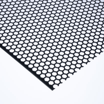 Edelstahl schwarz Lochblech HV7-9 in 1 mm Stärke – Hexagonale Löcher
