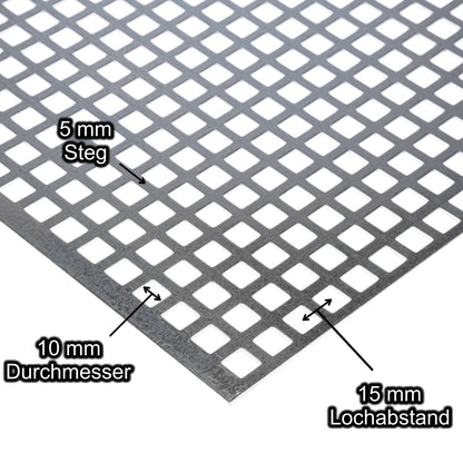 Stahl Lochblech Platte 2000 x 1000 mm - Verzinkt