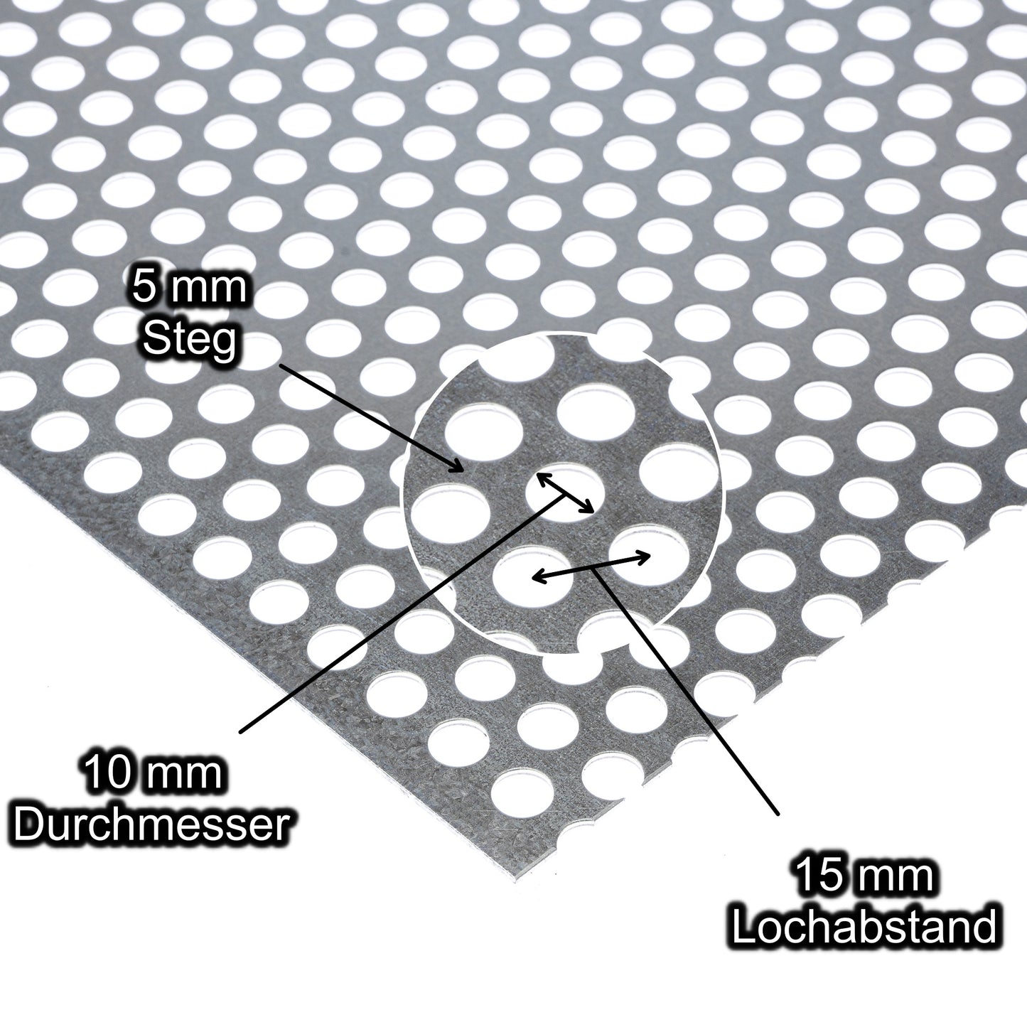 Stahl Lochblech Platte 2000 x 1000 mm - Verzinkt
