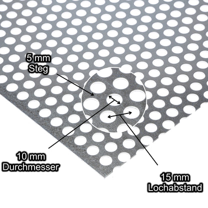 Stahl Lochblech Platte 2000 x 1000 mm - Verzinkt