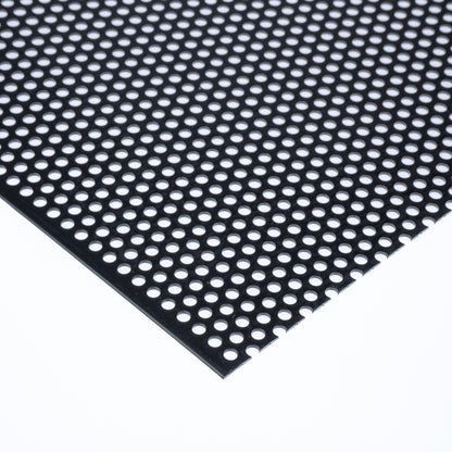 Stahl verzinkt schwarz Lochblech RV5-8 in 1,5 mm Stärke – Rundlochung in versetzten Reihen