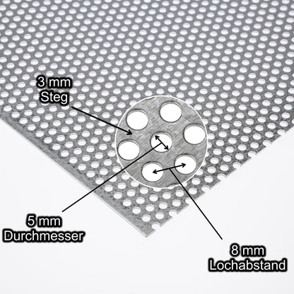Stahl Lochblech Platte 2000 x 1000 mm - Verzinkt
