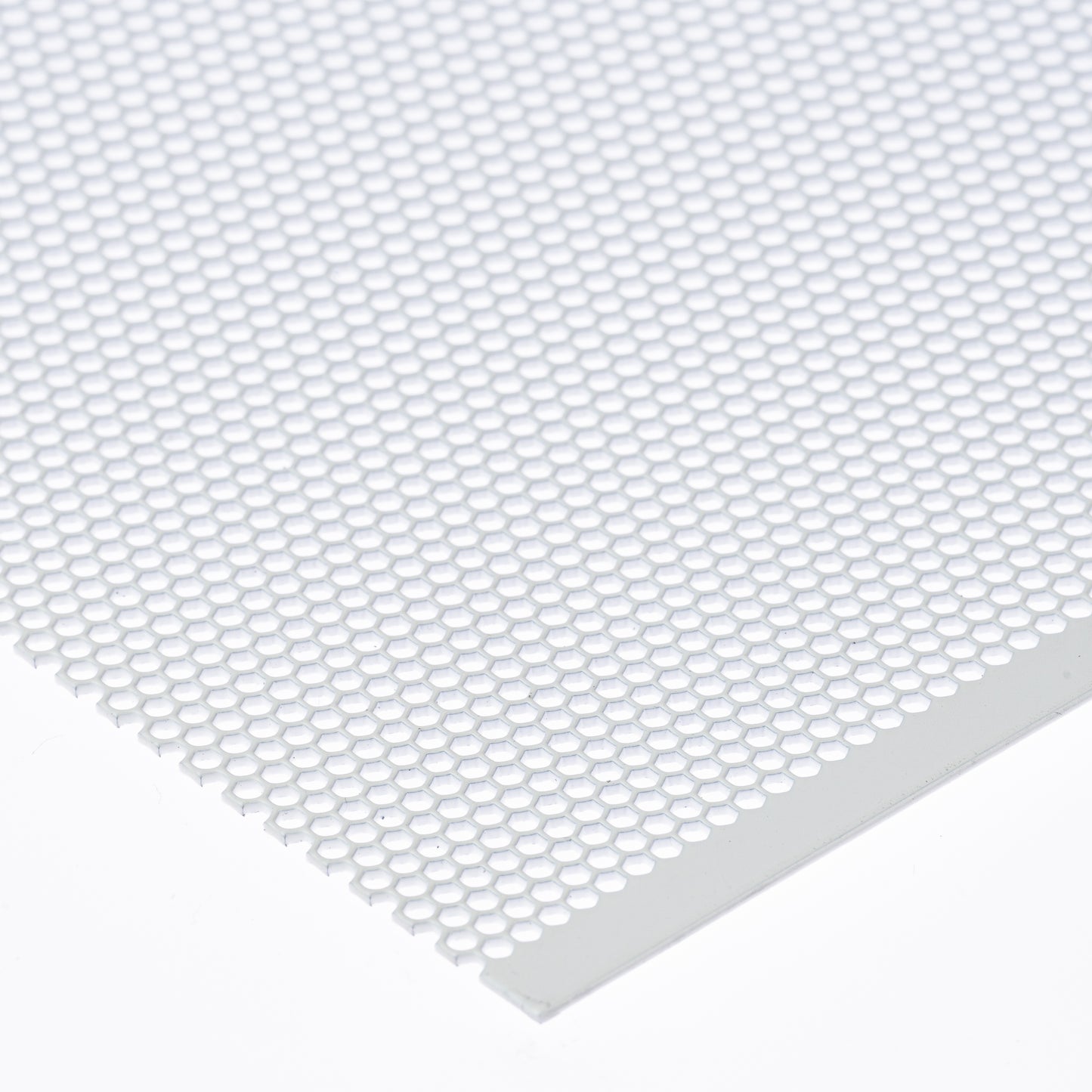 Stahl weiss Lochblech HV2-2,5 in 1 mm Stärke – Hexagonale Löcher