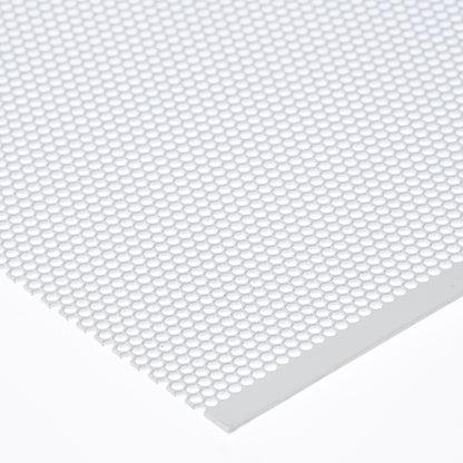 Stahl weiss Lochblech HV2-2,5 in 1 mm Stärke – Hexagonale Löcher