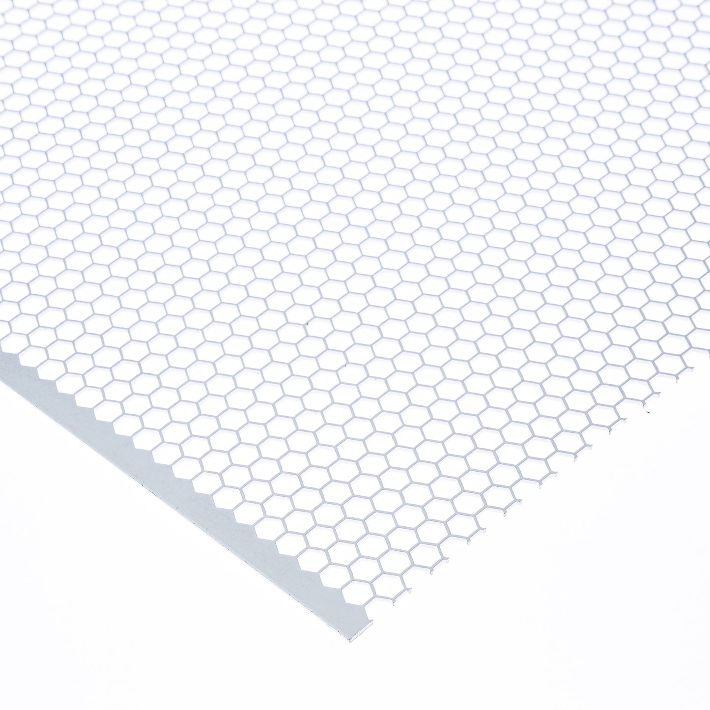 Stahl weiss Lochblech HV6-6,7 in 1,5 mm Stärke – Hexagonale Löcher