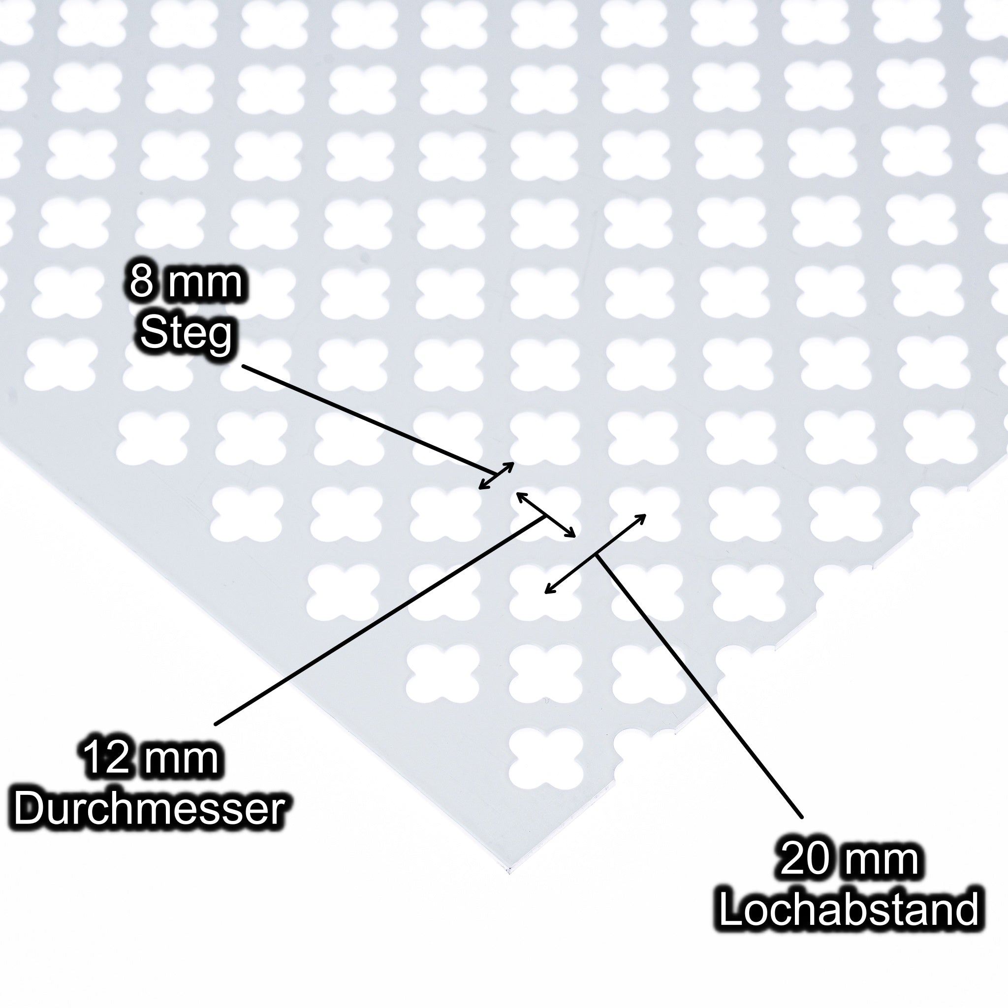 Verzinktes Kleeblatt-Lochblech – Stahl 1,0 Mm, 12 Produktbild-Vorschau 5