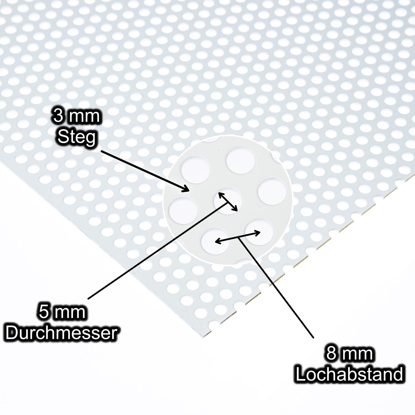 Lochblech Stahl Verzinkt Weiss RV5-8 t =1,5mm