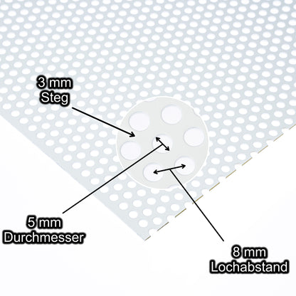 Lochblech Stahl Verzinkt Weiss RV5-8 t =1,5mm