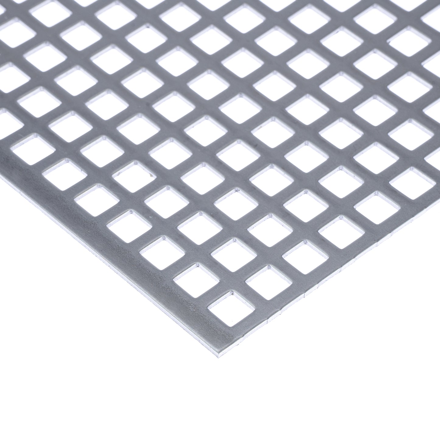 Stahl blank Lochblech QG10-15 in 2 mm Stärke – Quadratlochung in geraden Reihen