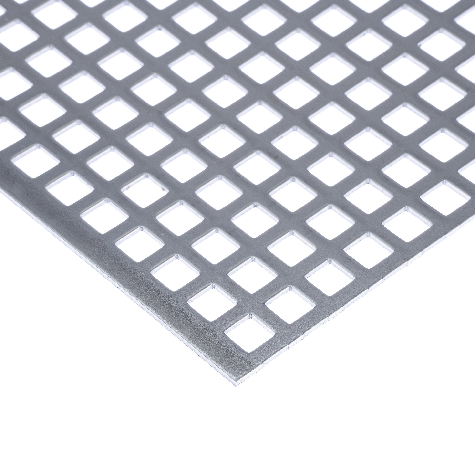 Stahl blank Lochblech QG10-15 in 2 mm Stärke – Quadratlochung in geraden Reihen