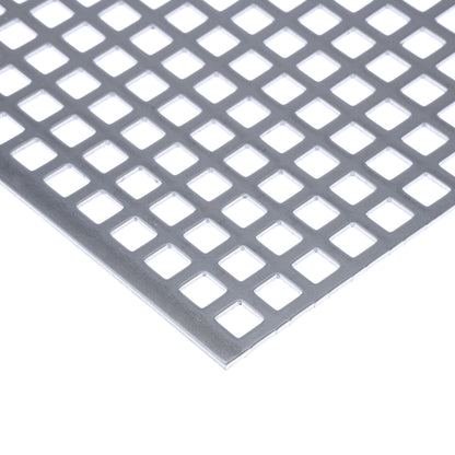 Stahl blank Lochblech QG10-15 in 2 mm Stärke – Quadratlochung in geraden Reihen