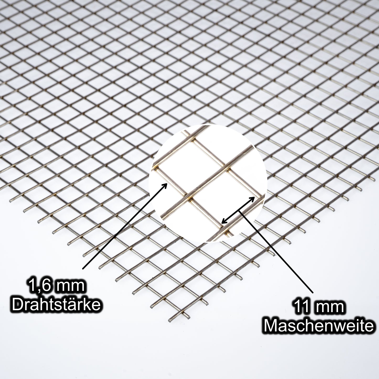 Edelstahl Schweißgitter mit Maschenweite 11 mm - Drahtstärke 1,6 mm